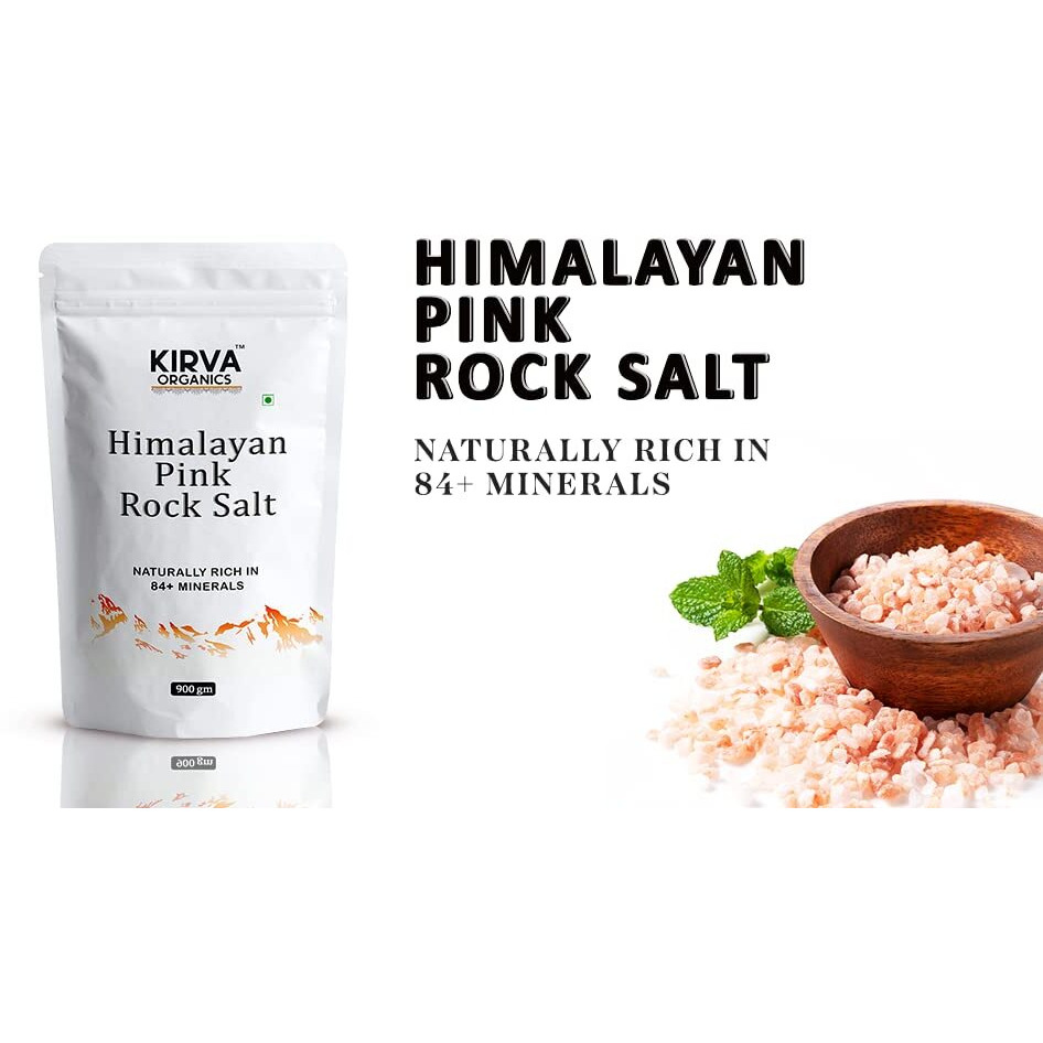 Kirva Organics Pink Himalayan Rock Salt, Pink Salt Himalayan For Cooking, Curing, Bath, Fasting - 900 gm