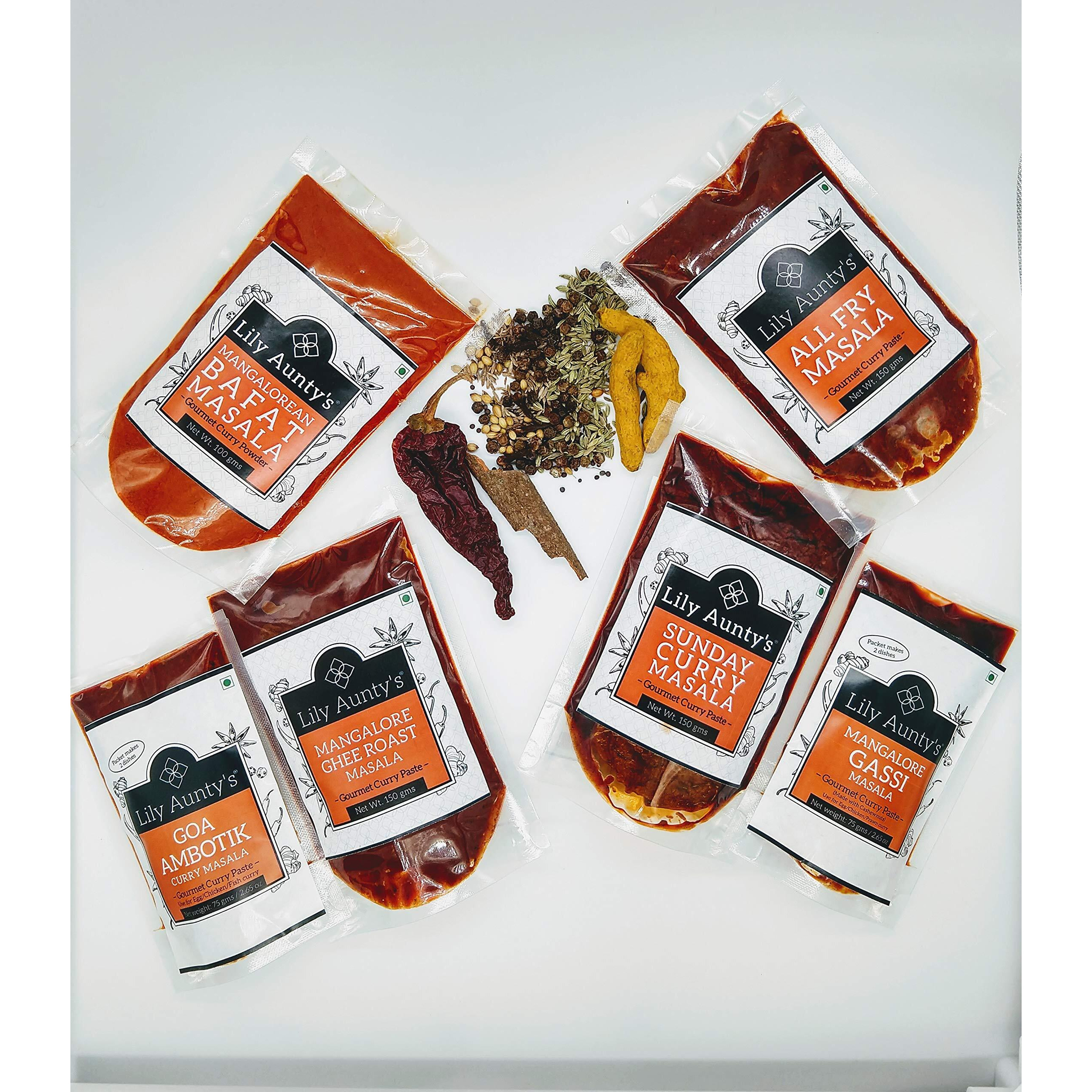 Lily Auntys Mangalore Gassi Masala | Quantity - 75g | Mangalorean Curry Paste | Ideal for chicken, fish, prawns, veg curries| Made with Sunflower Oil | Ingredient Type Vegetarian