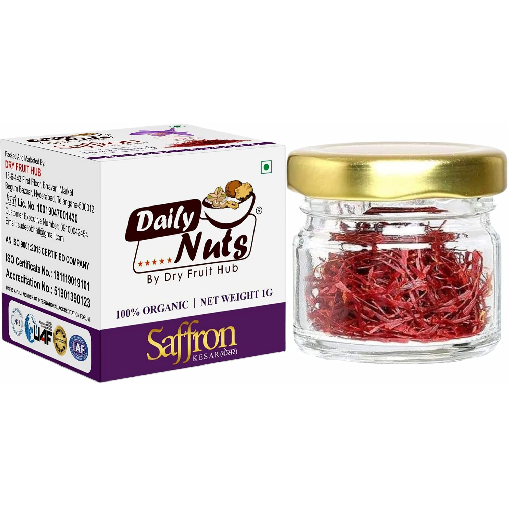 Dry Fruit Hub Saffron Original Kashmiri Kesar 1gm Daily Nuts Kesher | Keshar Kashmir Zafran | kisar | kungumapoo Original For Pregnant Women | Pooja | Tilak | Biryani