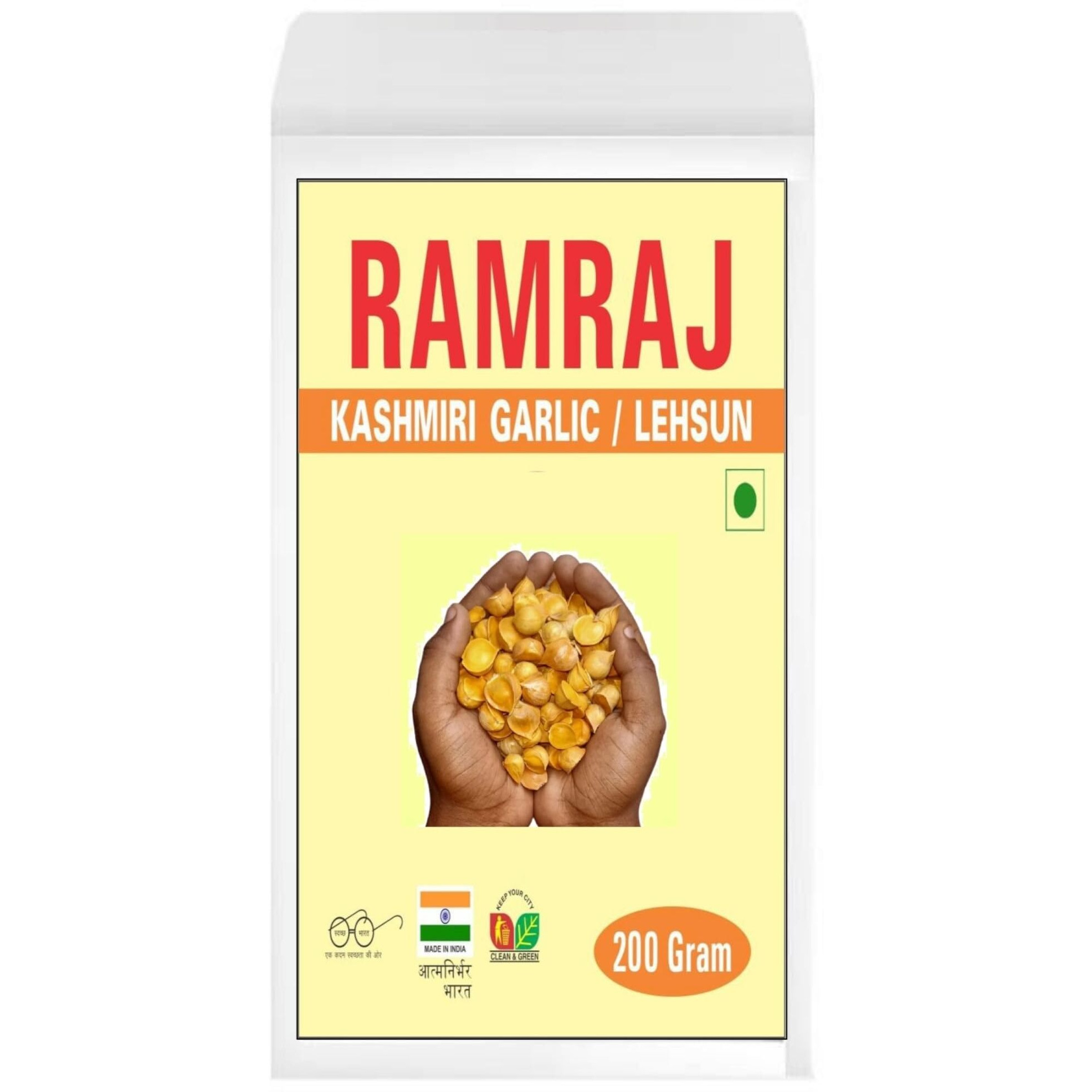 RAMRAJ Kashmiri Garlic Lehsun | Himalayan Single Clove Garlic Grade-A Qualilty 200 Gram | Herbal Product