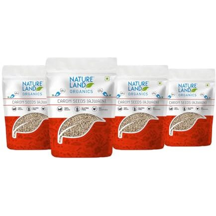 Natureland Organics Ajwain/Carom Seeds 100 gm (Pack Of 4) - Organic Carom Seeds Total 400 Gm