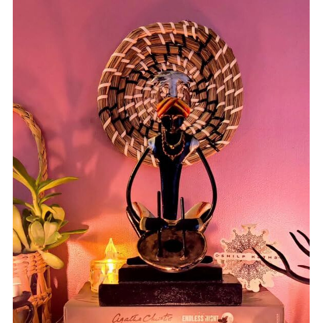 SHILP KATHA Bastar Antique Art for Home Decor | Tribal Musician for Living Room | Handmade Showpiece for Gifting | Nagada