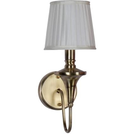 HL HOMELIGHTING Gold Transitional 15 Inch Brass Single Wall Lamp Light with White Fabric Shade Pack of 8 (1)