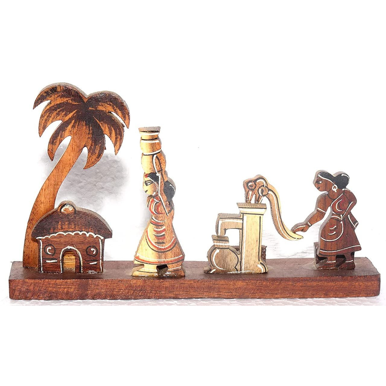 Bankura Traditional Art Center, Farmar Village Wooden handicrafts Showpiece Table Decoration and Wall Mounted Home Decor Toy for Kids 18 cm Length, Clear,1 in The box
