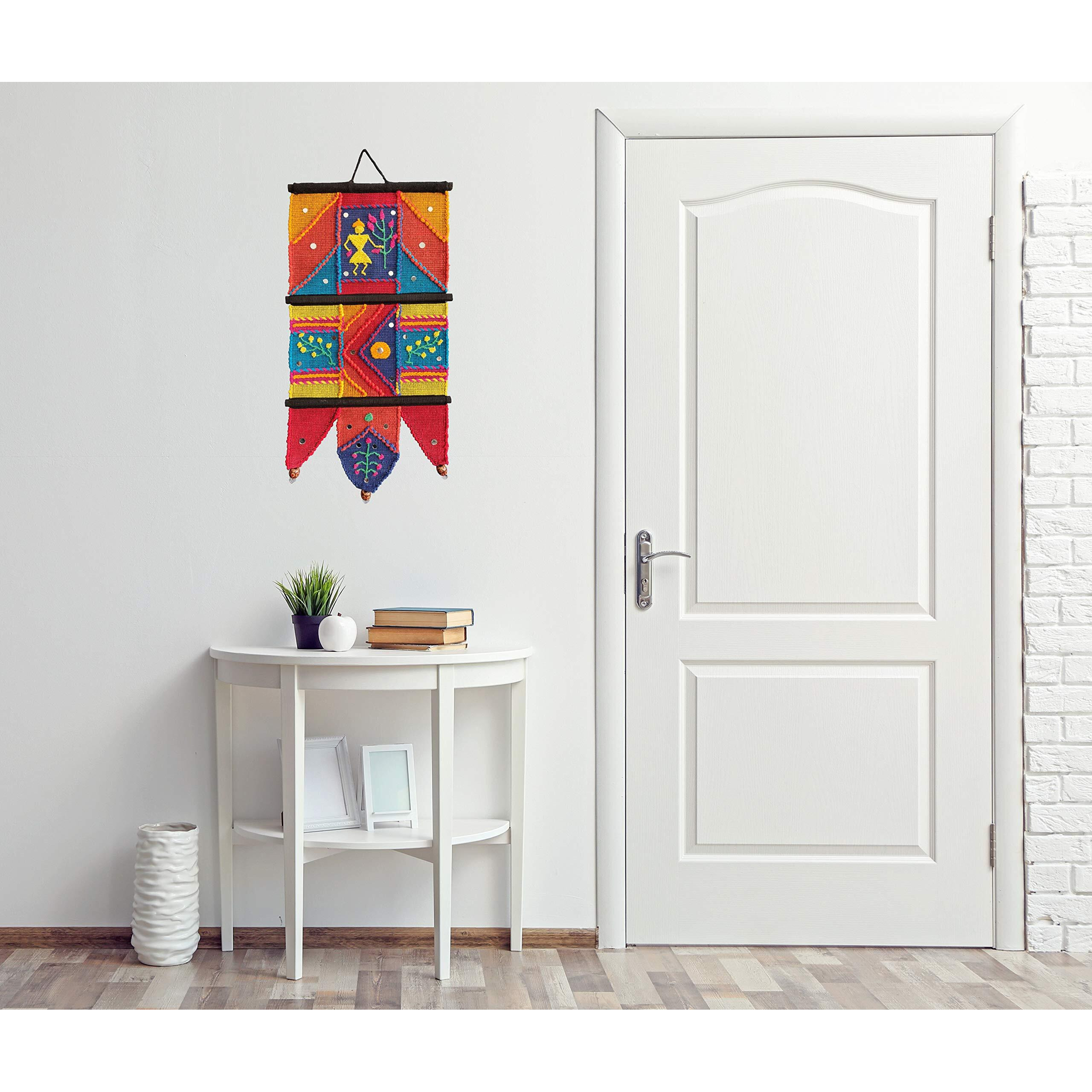 VARUNAVI Handloom Cotton Warli wall Hanging Home Decor Tapestry 22 X 11(Multi Colour)