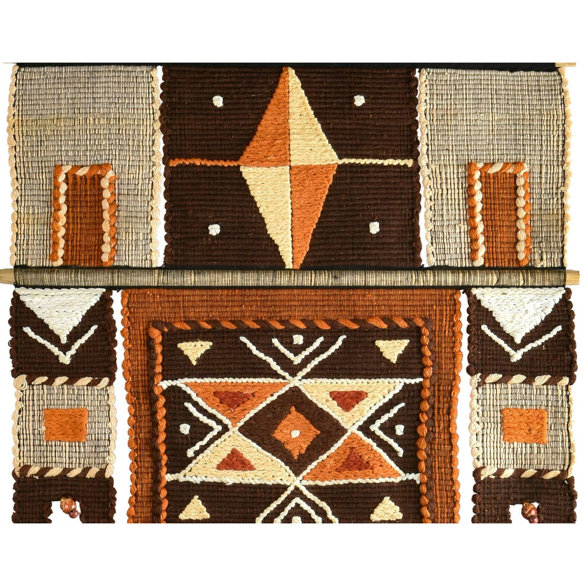 VARUNAVI Handloom Cotton wall Hanging for home Decor Tapestry 18" X 32" Rangoli Brown