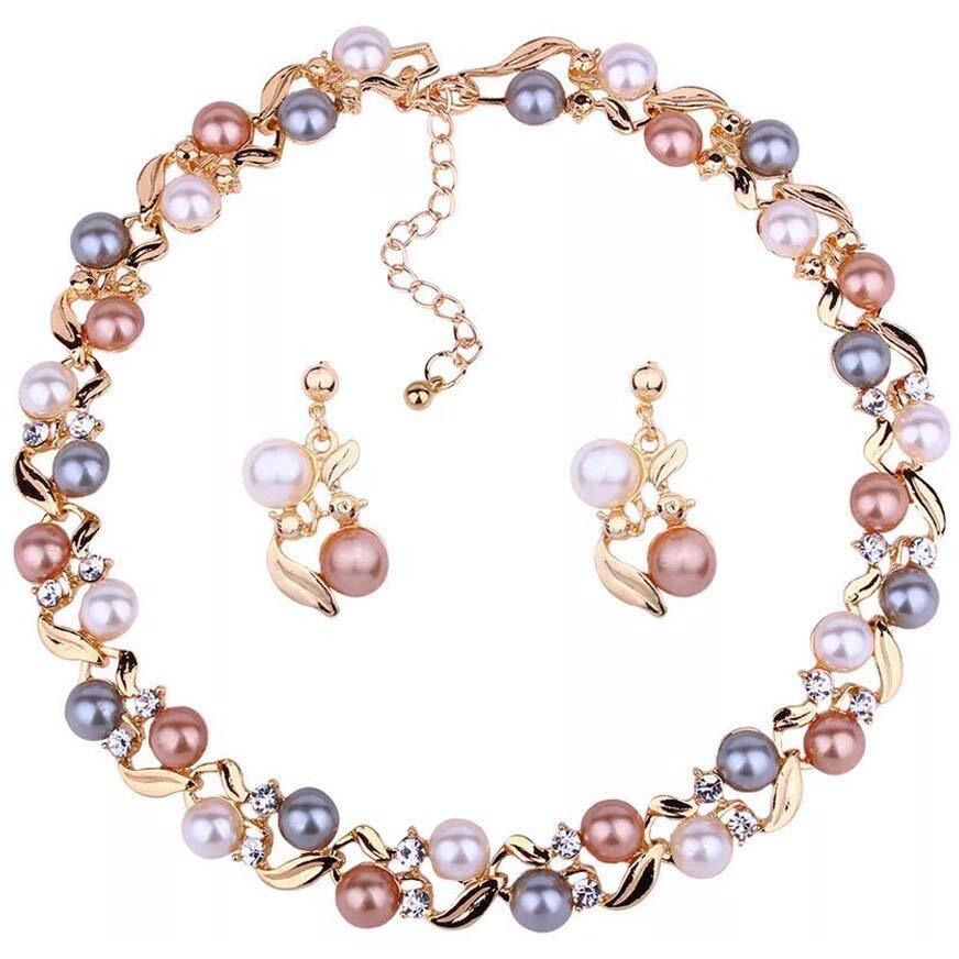 Shining Diva Latest Pearl Design Necklace Jewellery Set for Women (Design02-Gold) (11866S), One