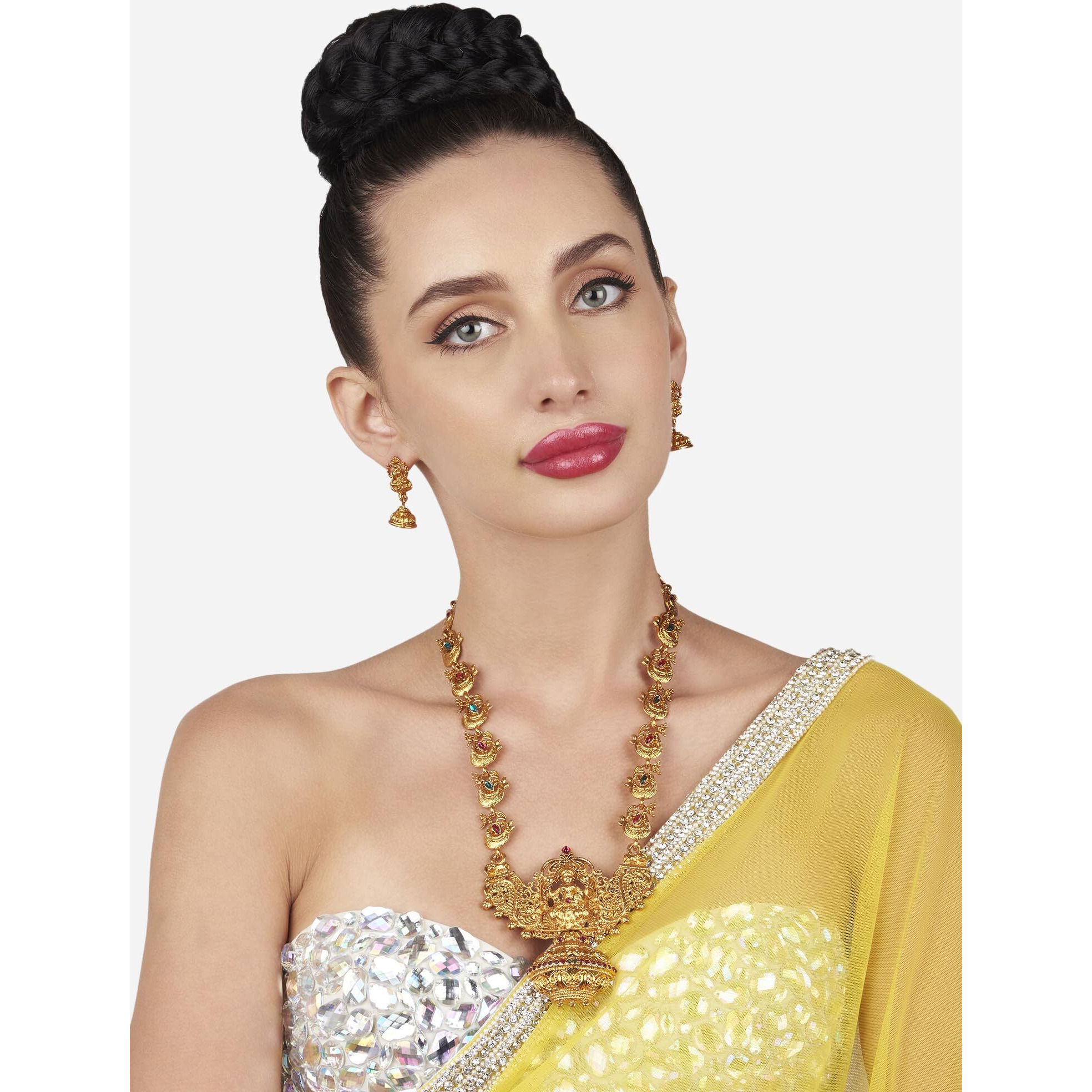 ZAVERI PEARLS Sacred Goddess Temple Necklace Set For Women-ZPFK7691