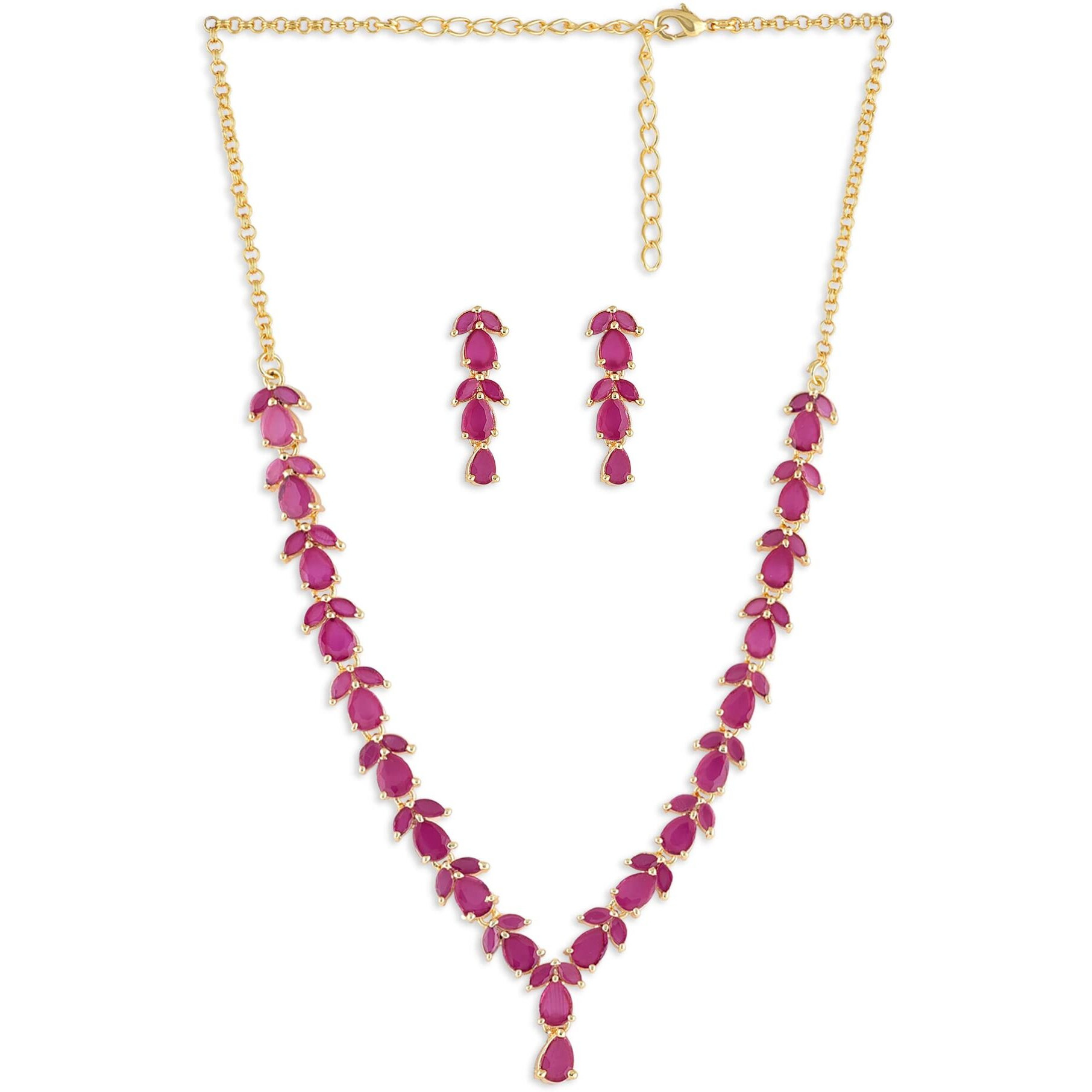 ZAVERI PEARLS Delicate Ruby Necklace Set For Women - ZPFK6110