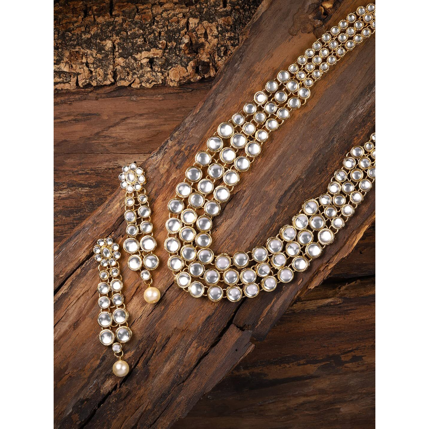 Zaveri Pearls Traditional Kundan Necklace Set for Women-ZPFK8671 ( Gold )