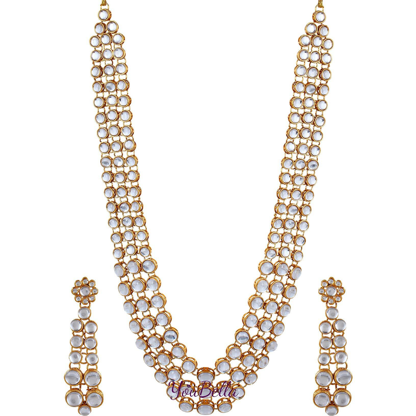 YouBella Jewellery Sets for Women Gold Plated Kundan Traditional Necklace set for women Jewellery set with Earrings For Girls/Women
