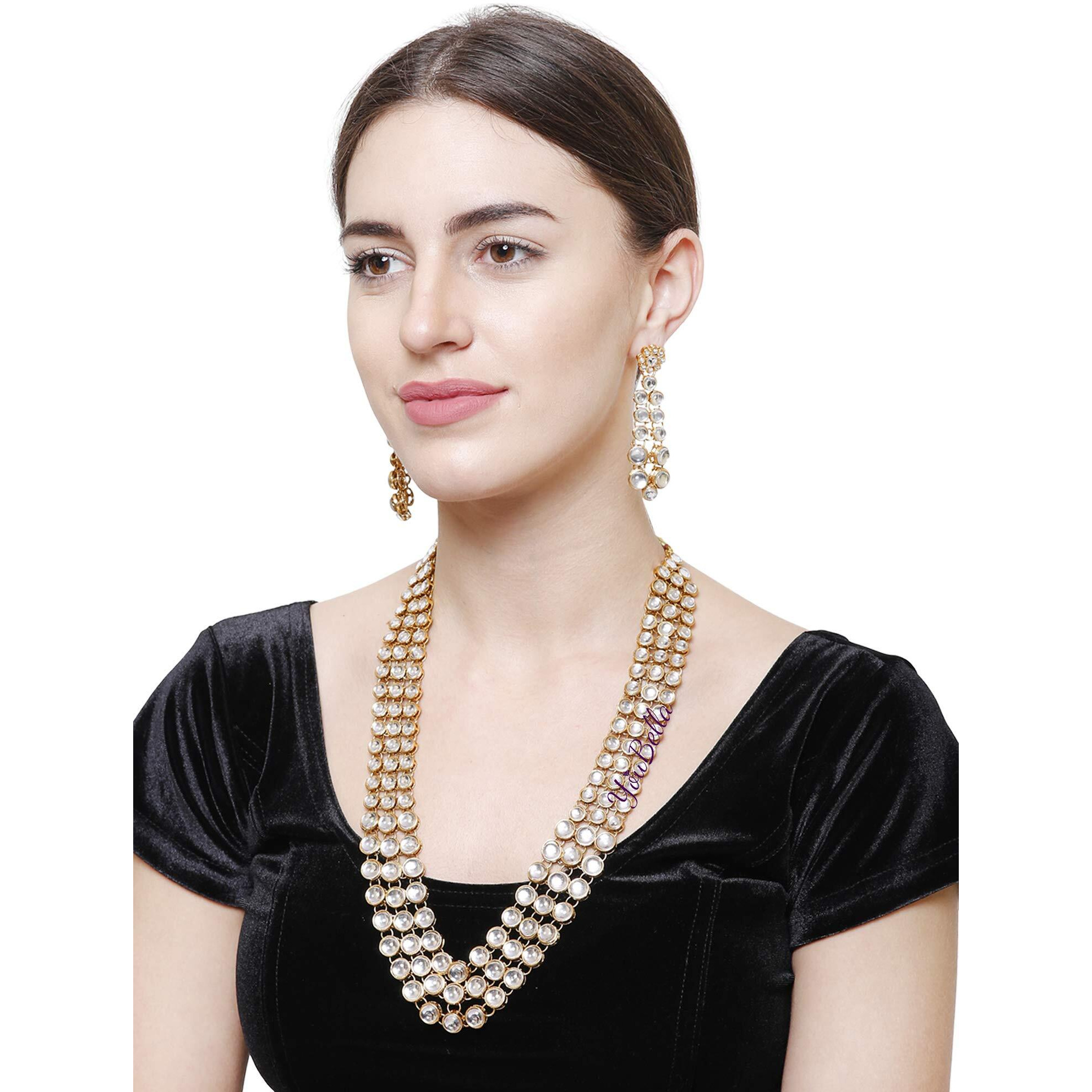 YouBella Jewellery Sets for Women Gold Plated Kundan Traditional Necklace set for women Jewellery set with Earrings For Girls/Women