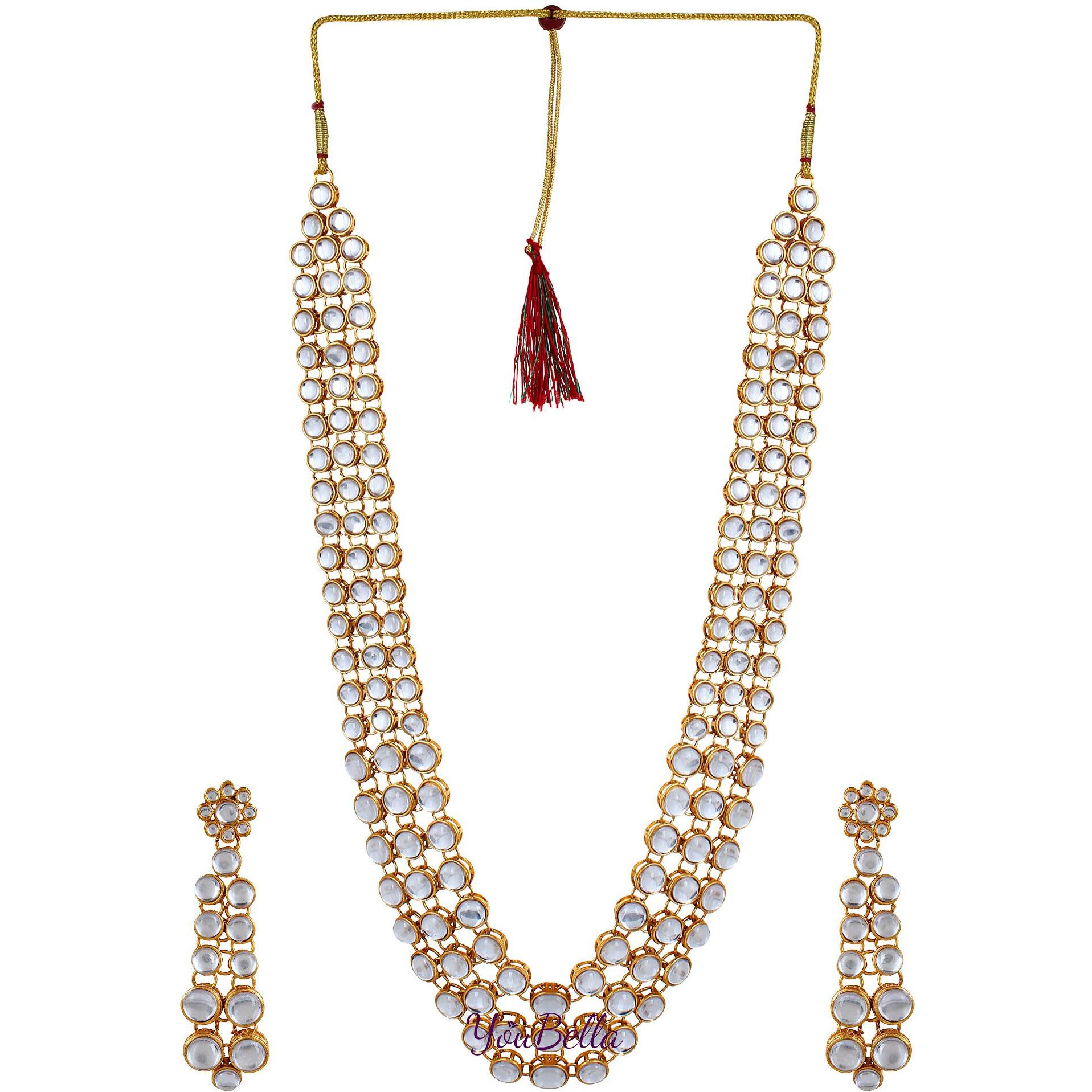 YouBella Jewellery Sets for Women Gold Plated Kundan Traditional Necklace set for women Jewellery set with Earrings For Girls/Women