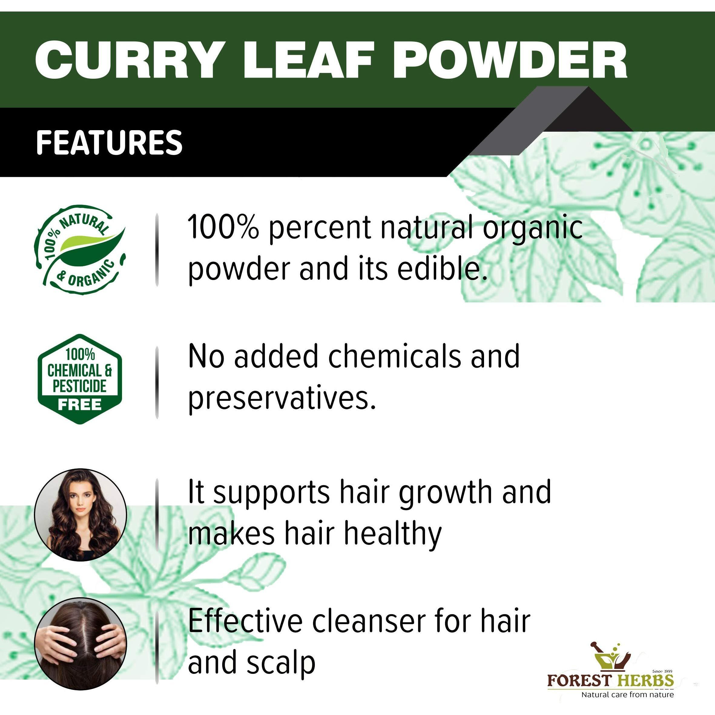 The Forest Herbs Natural Care From Nature 100% Curry Leaves Powder 200Gms (Sun Dried & Stemless) for Strong and Shiny Hair Growth