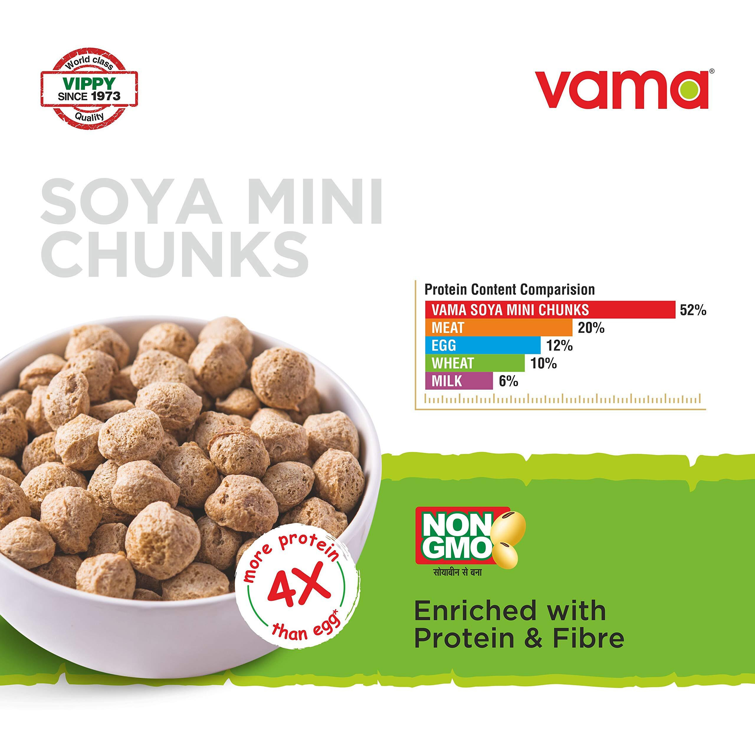 Vama Soya Mini Chunks | 99% Fat-free | Vegan | Gluten-free | Pack of 2 | Healthy products | 250 g Each
