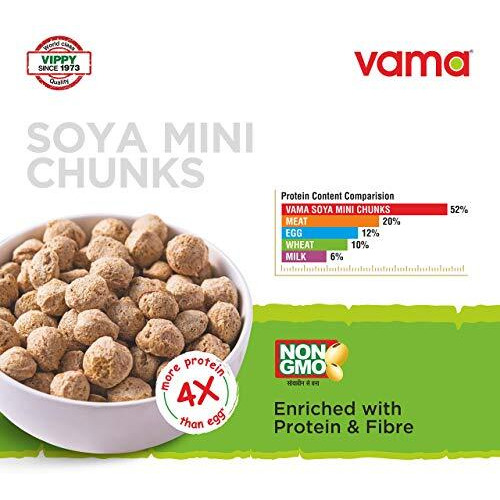 Vama Soya Wadi Mini Chunks Enriched with 52% Protein and 99% Fat Free, 250g