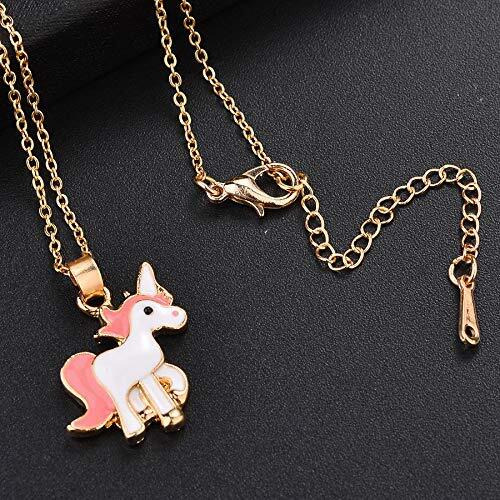 SANNIDHI Unicorn Necklace Jewellery Set for Girls Alloy Unicorn Chain Pendant with Earring for Girls and Women Stylish Cute Unicorn Design Stud Earring & Necklace for Girls Gift, Pink - 3 Pcs