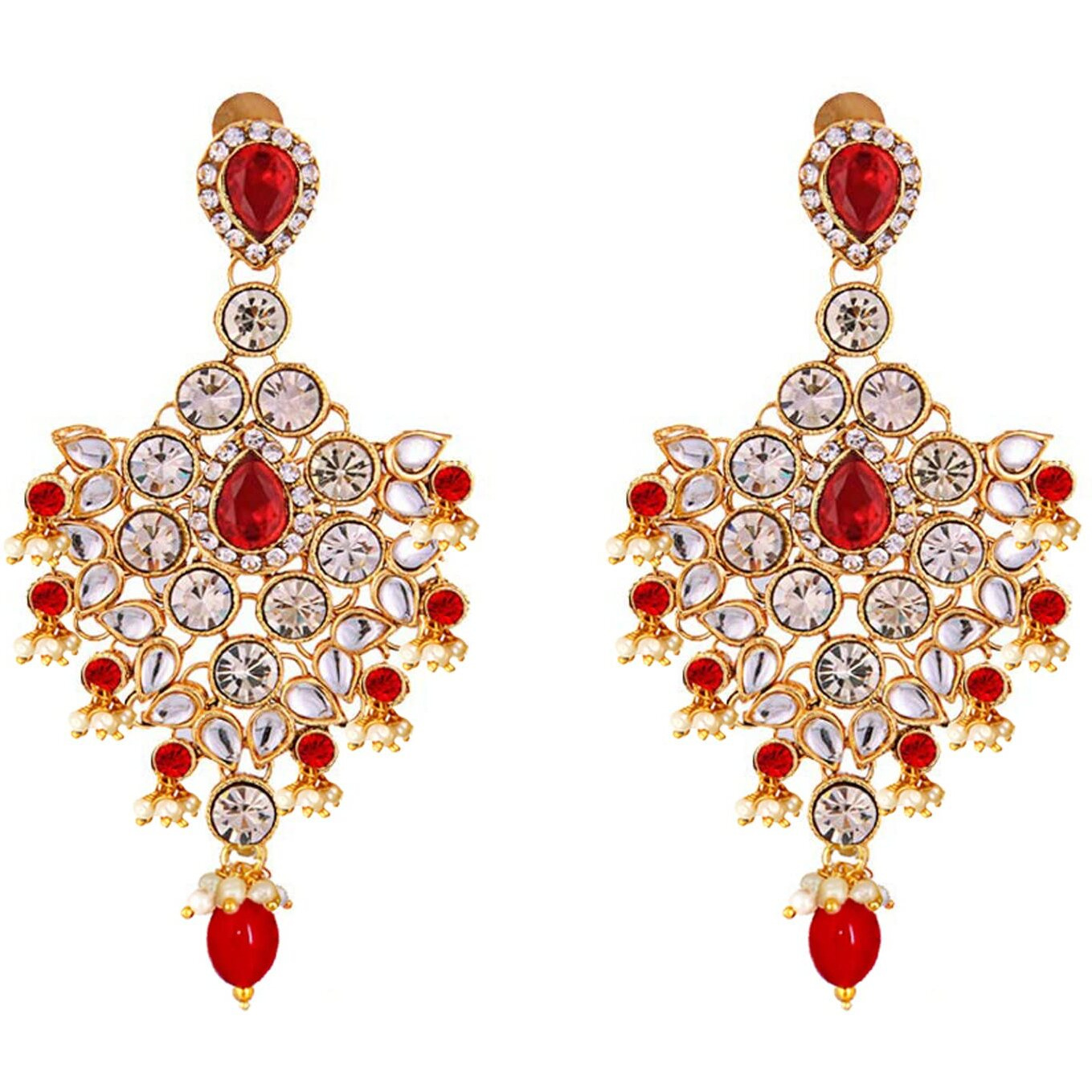 Lucky Jewellery Wedding Designer Red Color Gold Plated Dulhan Choker Bridal Set for Girls & Women (2475-L1ZS-KD124-RED)