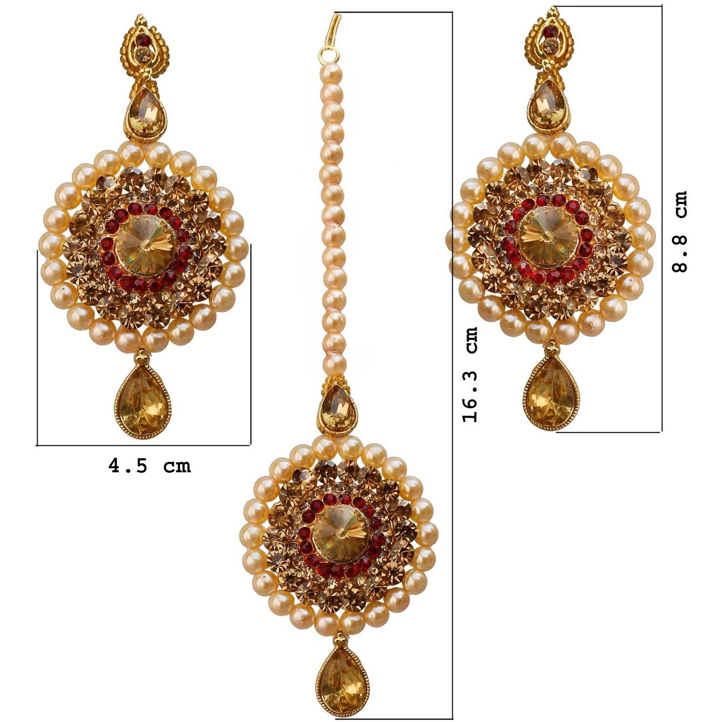 Lucky Jewellery Elegant Golden Maroon Color Gold Plated Pearl and Stone Necklace Set for Girls & Women (726-ISP-816-G-LCT-M)