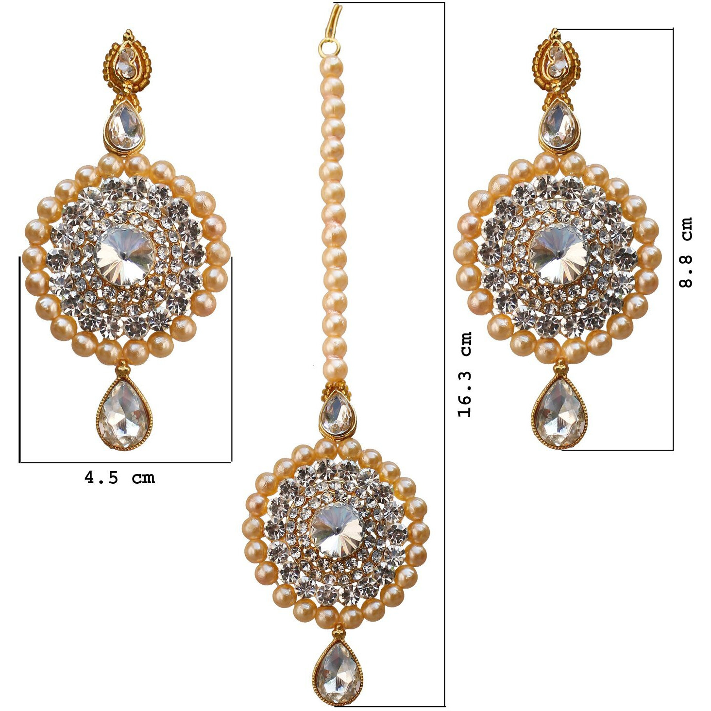 Lucky Jewellery Elegant White Color Gold Plated Pearl and Stone Necklace Set for Girls & Women (726-ISP-816-G-W)