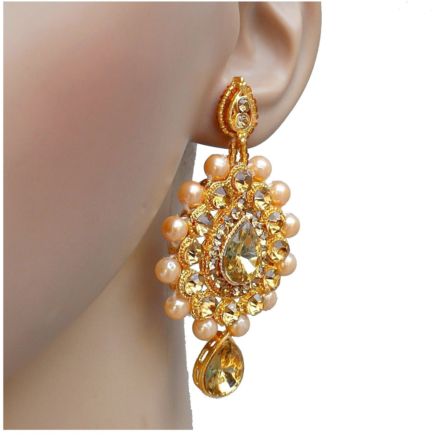 Lucky Jewellery Stunning Golden Color Stone Gold Plated Necklace Set for Girls & Women (726-ISS-823-G-LCT)