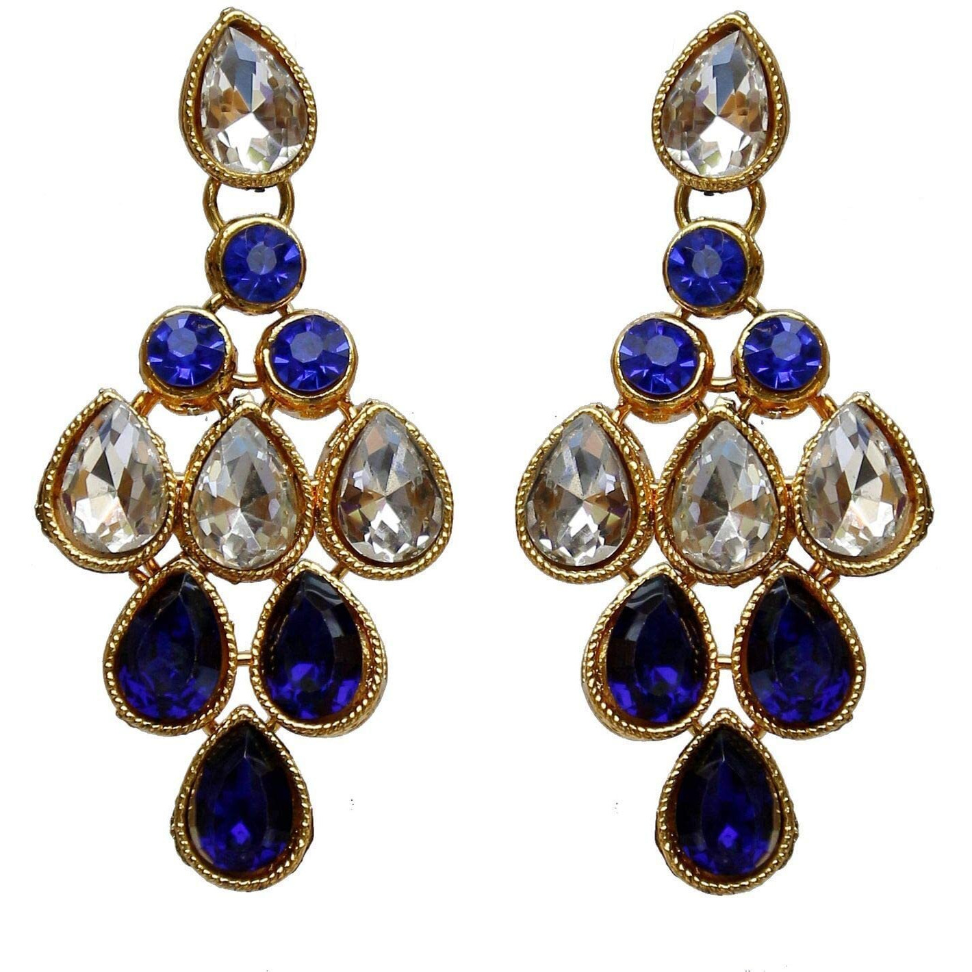 Lucky Jewellery Elegant Blue Color Stone Necklace Set for Girls & Women (825-L1SS-837-W-B)