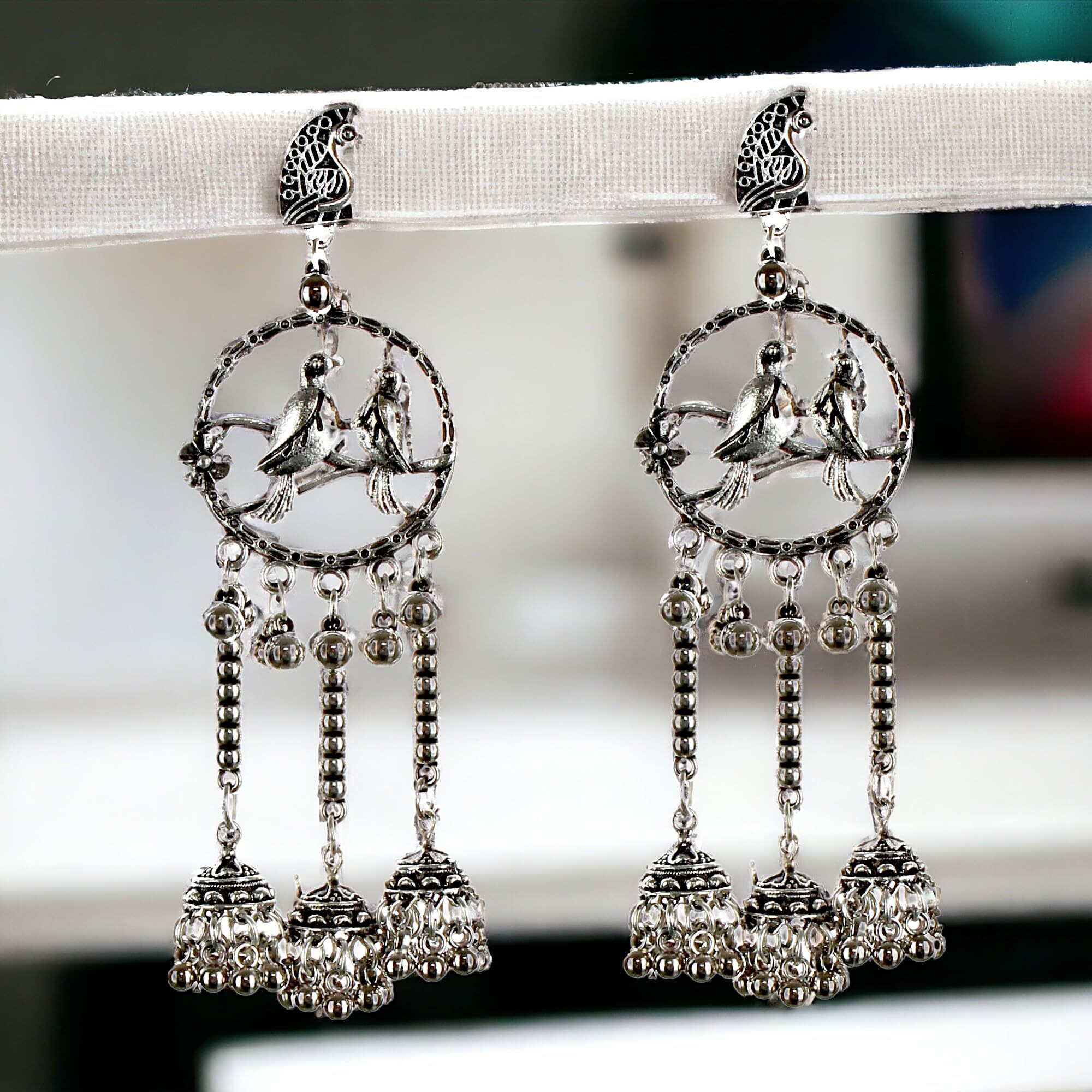 Lucky Jewellery Oxidised boho Garba Silver Plated Jewelry Fancy Navratri Dandia Jewellery Choker Set With Matching Earring For Girls & Women (540-M5SO-980-S)