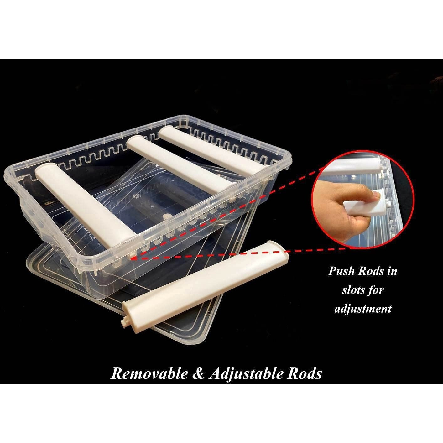 NAITIK CREATION Plastic Adjustable 4 Rod Bangle Box For Women|Bangles Organisers Storage Box|Chudi Set Storage Display Box For Bangles,Bracelet,Wrist Watch,Hair Bands,Scrunchies (2),Transparent