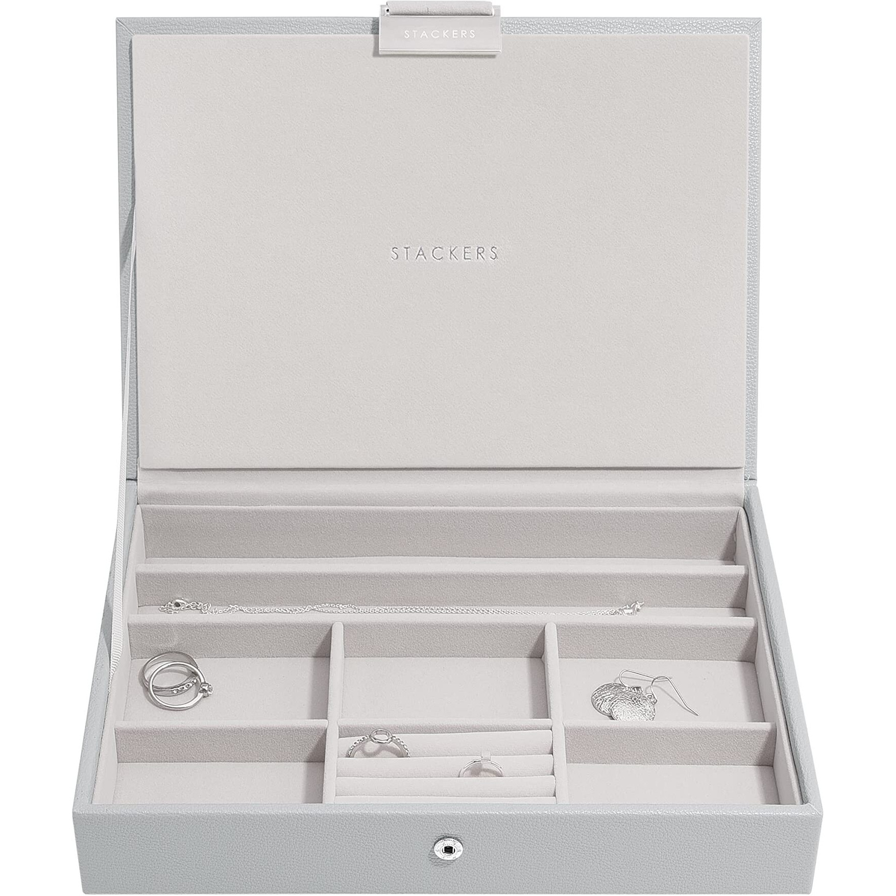 Stackers Jewellery Box with Lid Medium | Jewellery Storage Organiser Box for Women - Pebble Grey