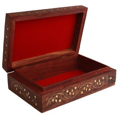 ITOS365 Handmade Wooden Jewellery Box for Women Jewel Organizer Flower Dcor, 7 x 5 inches