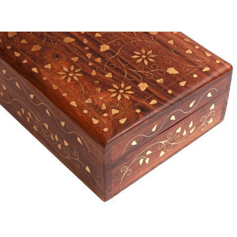 ITOS365 Handmade Wooden Jewellery Box for Women Jewel Organizer Flower Dcor, 8 x 5 Inches