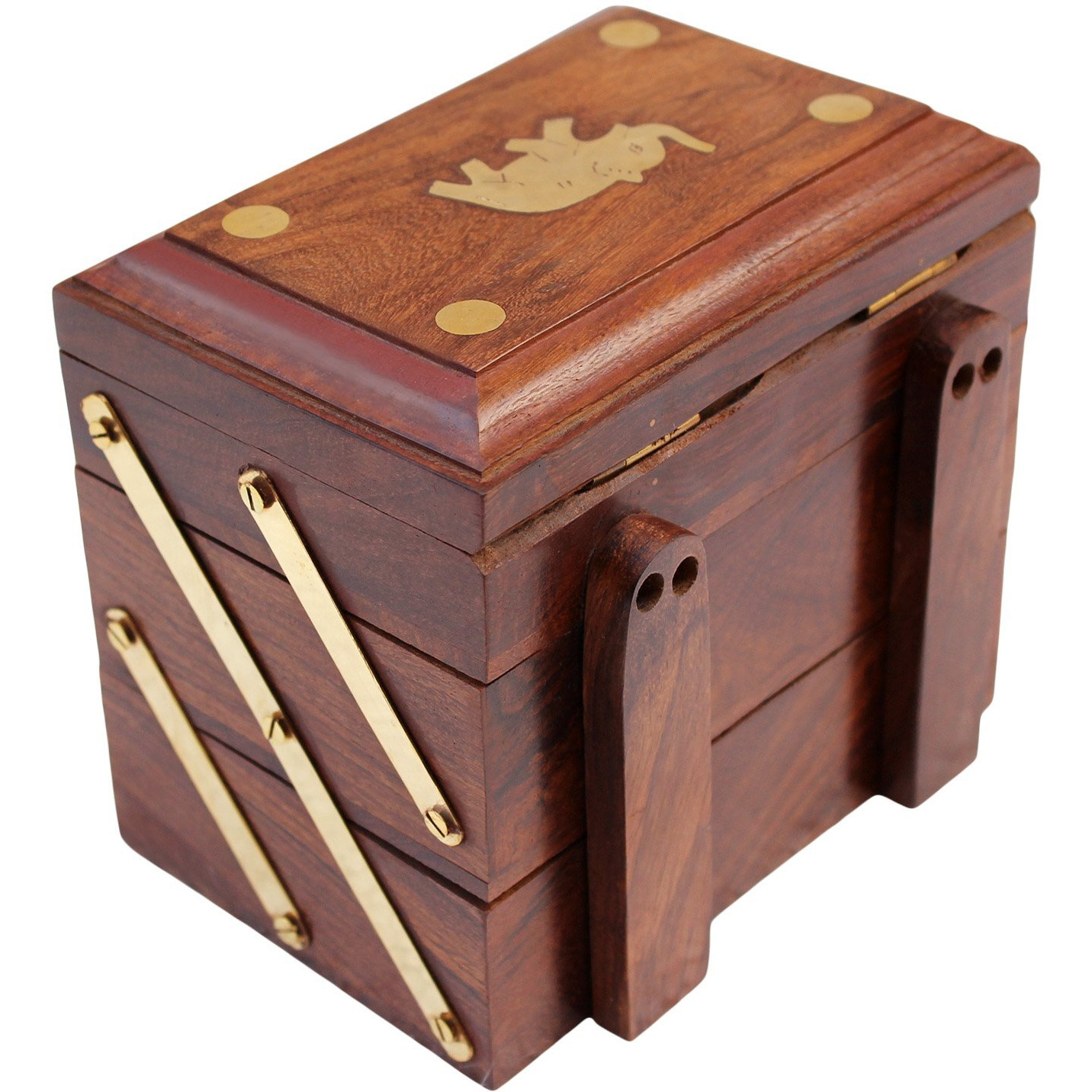 ITOS365 Handmade Wooden Jewellery Box for Women Jewel Organizer Elephant Charm Gift Items