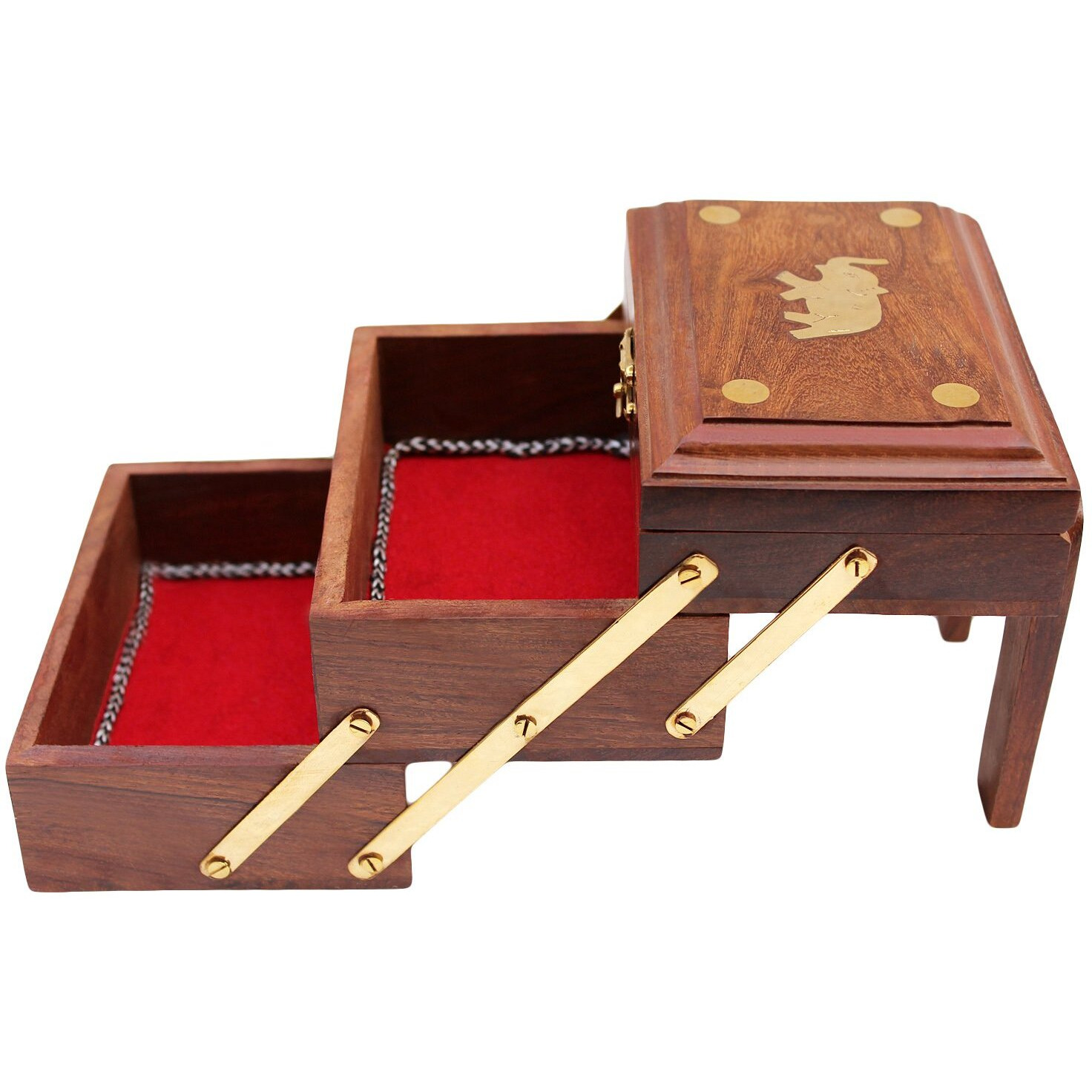 ITOS365 Handmade Wooden Jewellery Box for Women Jewel Organizer Elephant Charm Gift Items