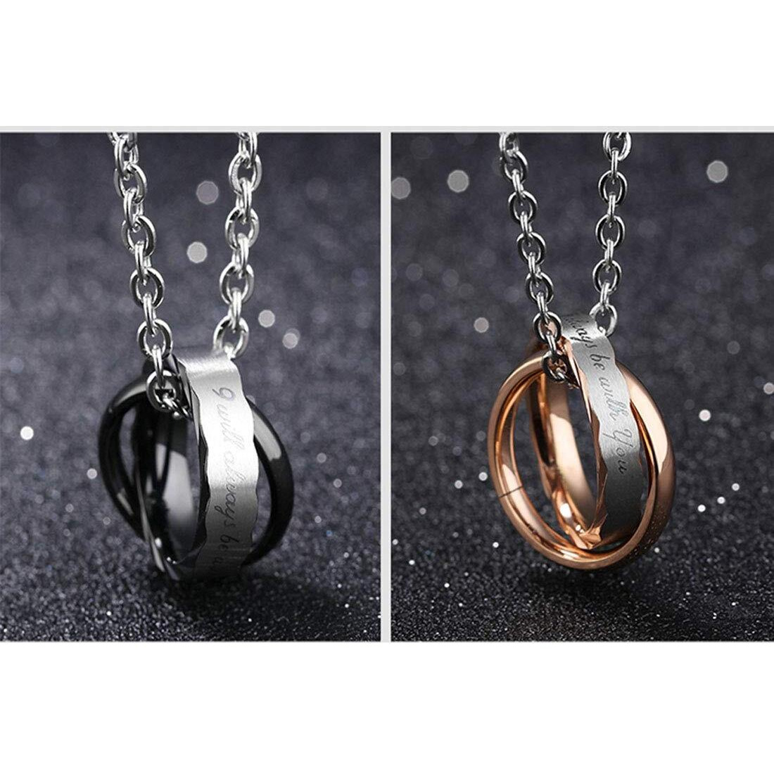 Fate Love Jewelry matching Couple Necklaces promise ring necklace Set Pendant Stainless Steel His and Her Teen Boyfriend and Girlfriend Relationship Necklace for Couples
