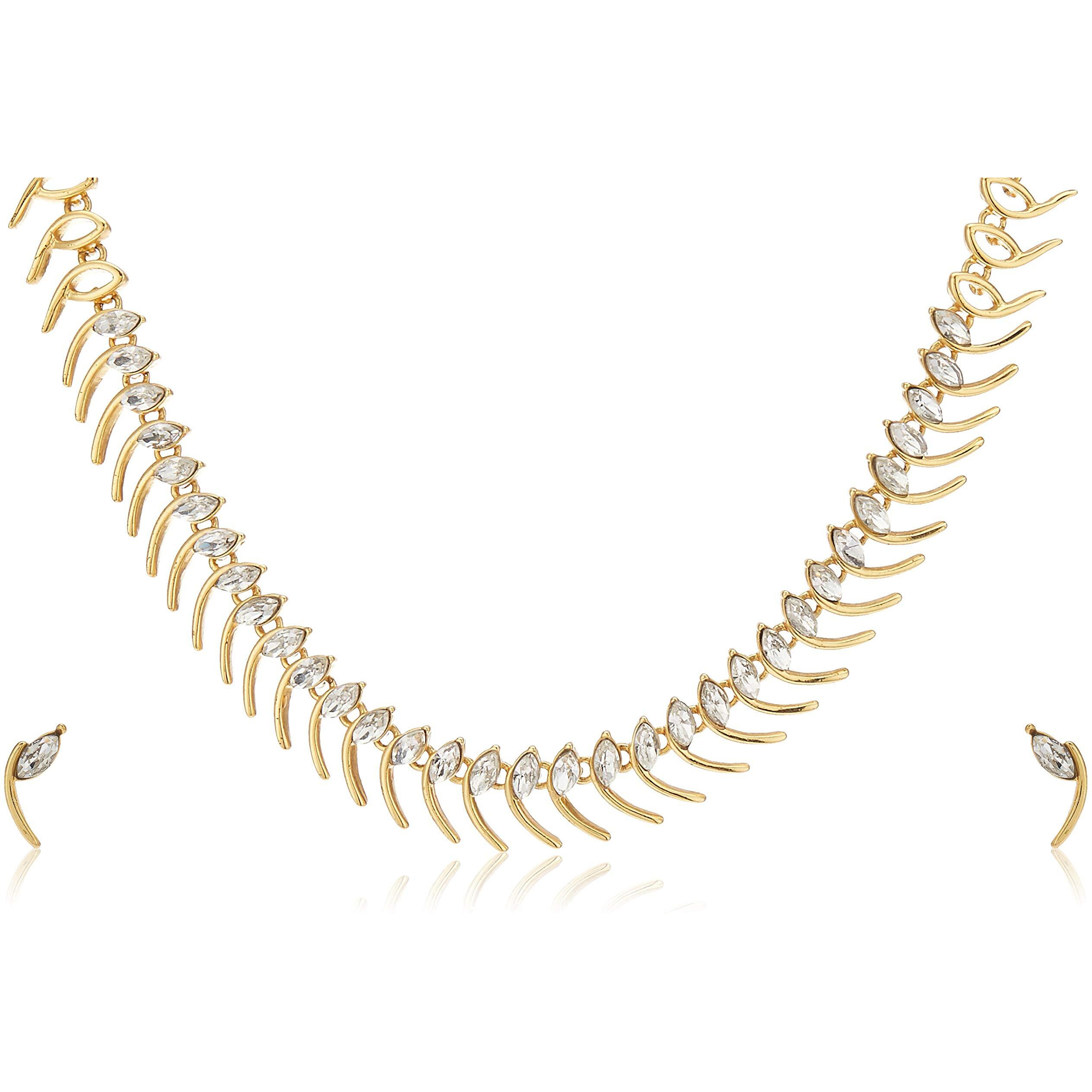 Estele Gold Alloy Kundan Necklace Set with Earrings for Women