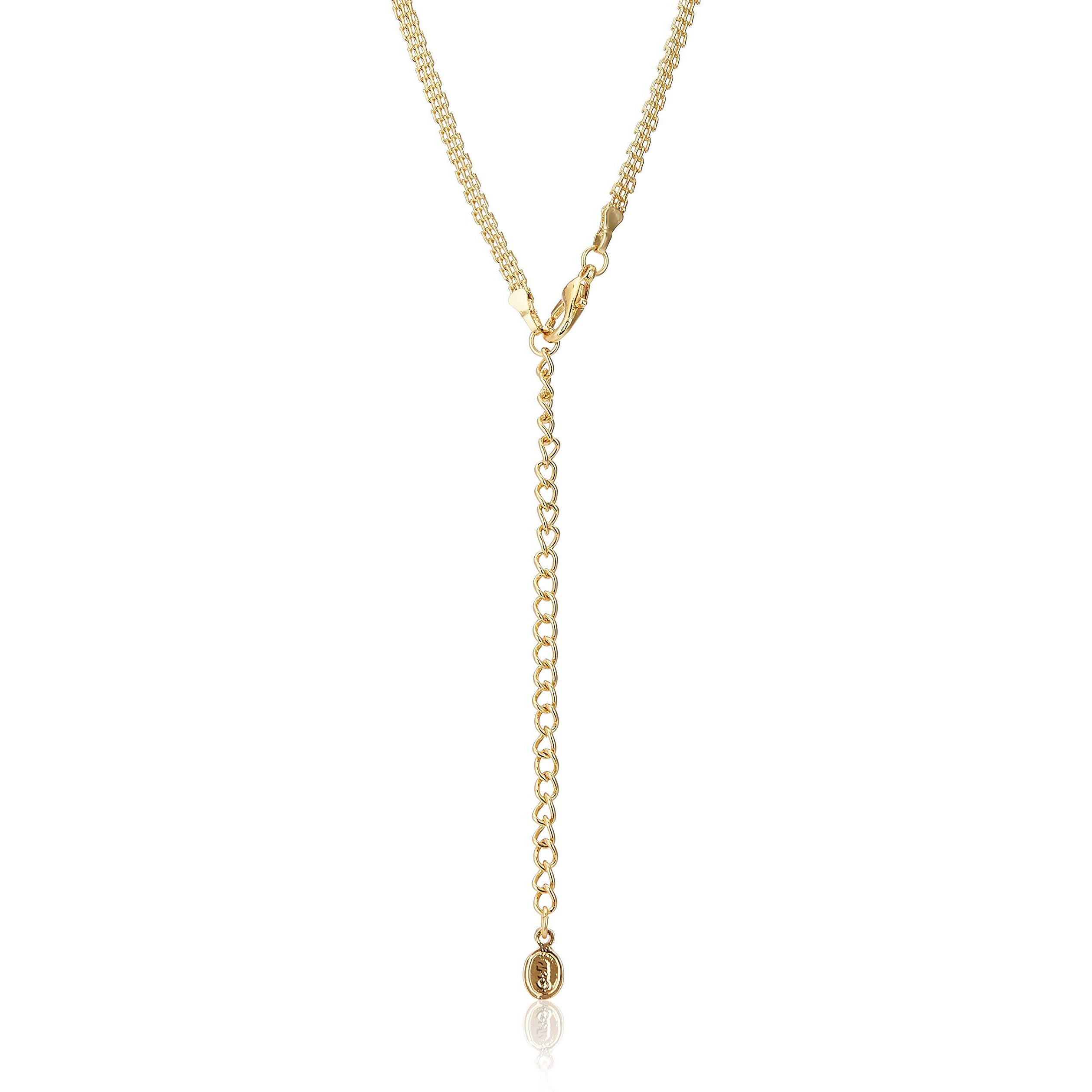 Estele 24 Kt Gold Plated American Diamond Flower Drop Necklace Set for Women