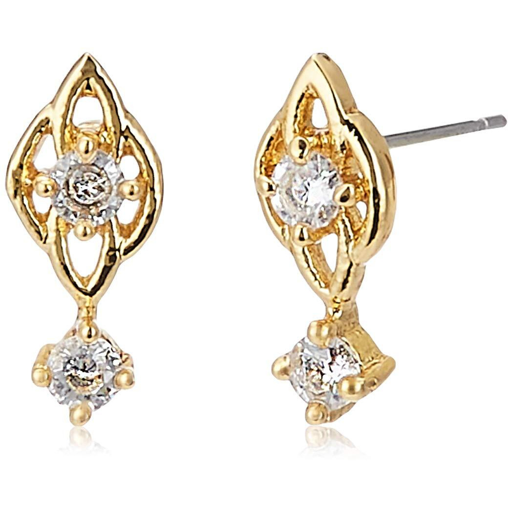 Estele 24 Kt Gold Plated American Diamond Flower Drop Necklace Set for Women