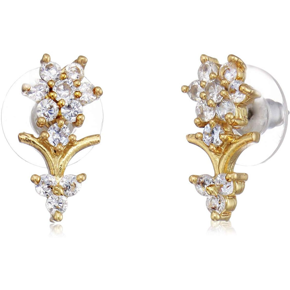 Estele 24 Kt Gold Plated Flower Shaped American Diamond Necklace Set for Women