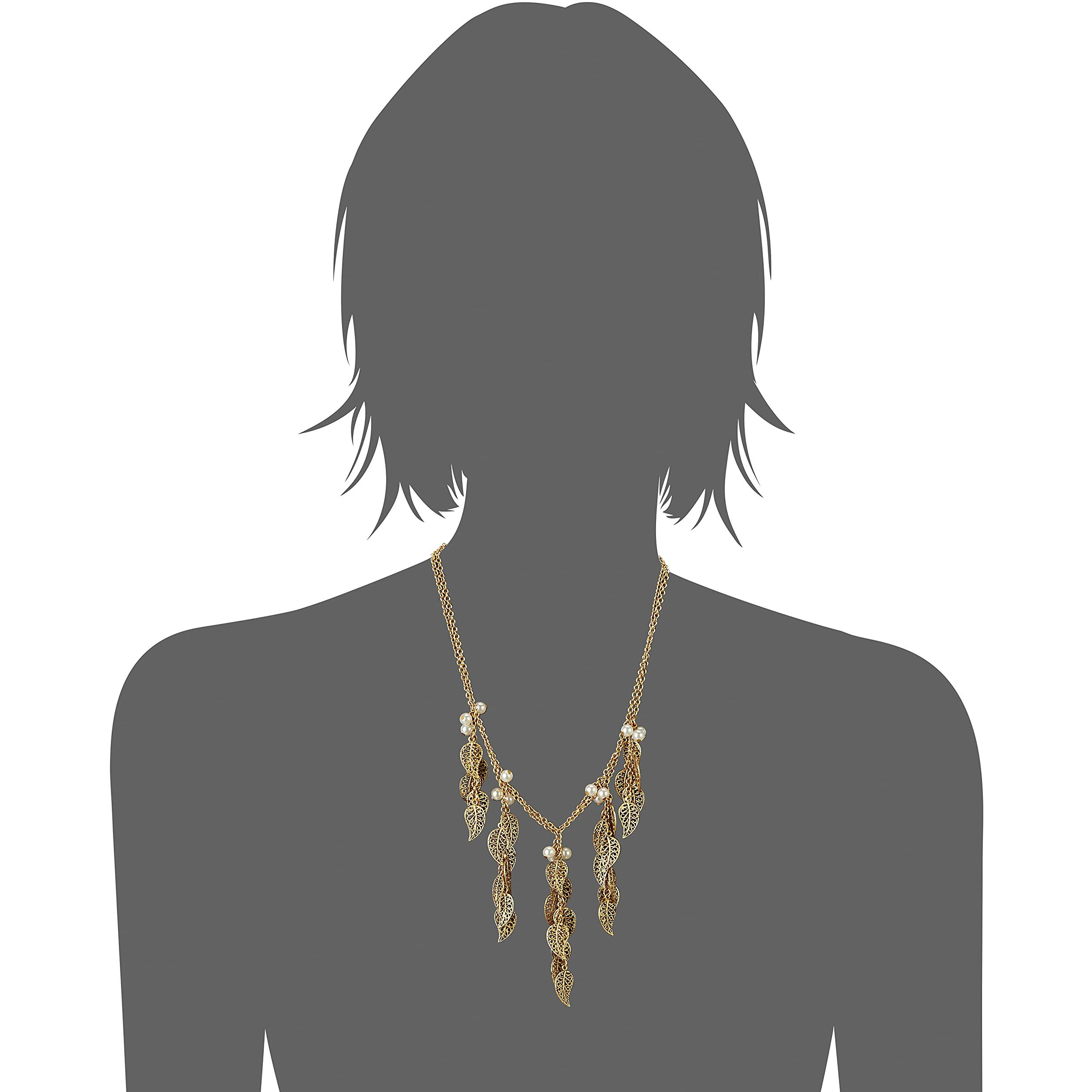 Estele 24kt Gold Plated Return of Spring Necklace and Matching Dangler Earrings for Women with Pearls & Austrian Crystals, Regular (6580-NK NK)