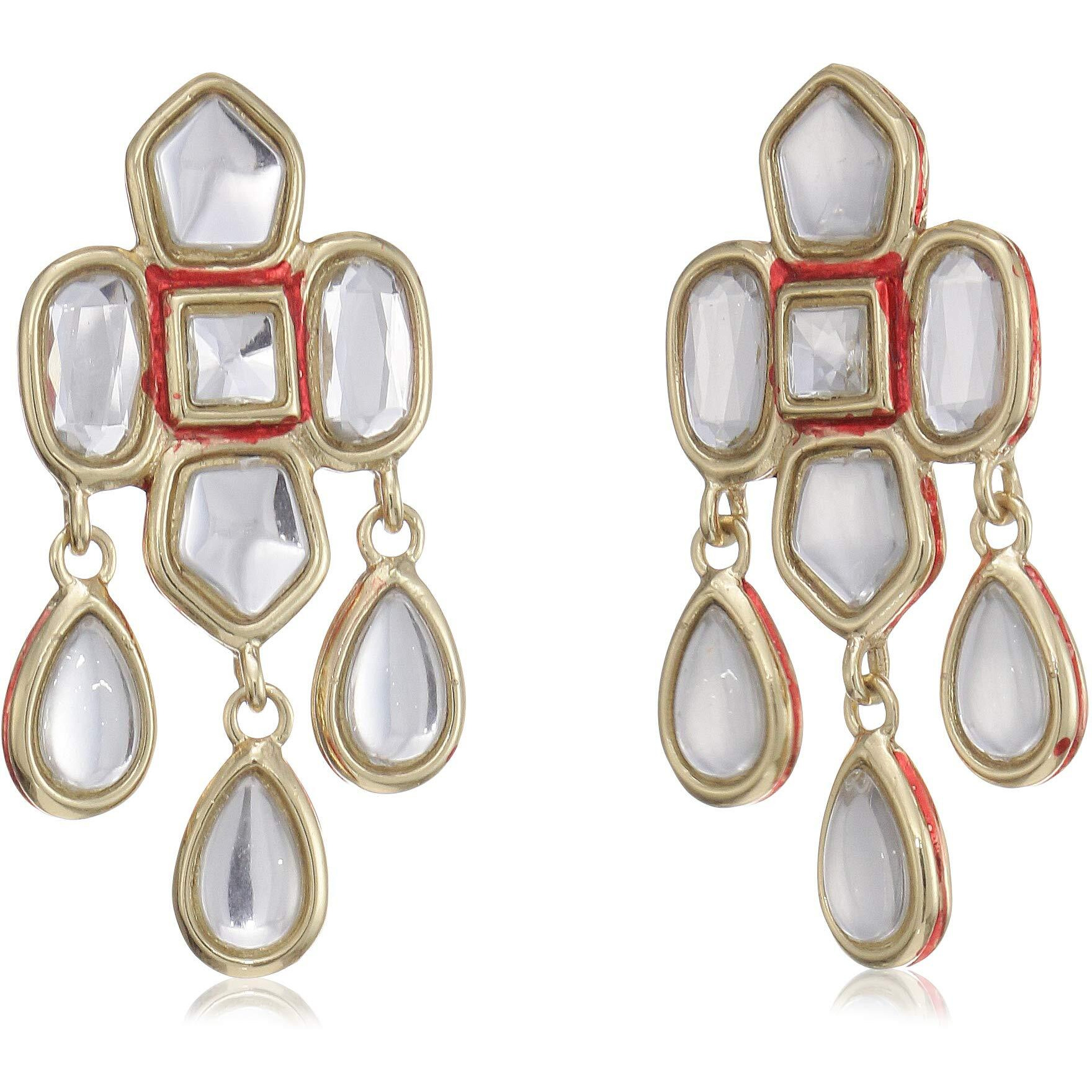 Estele 24Kt Gold Plated Alloy Kundan Necklace Set with Earrings for Women
