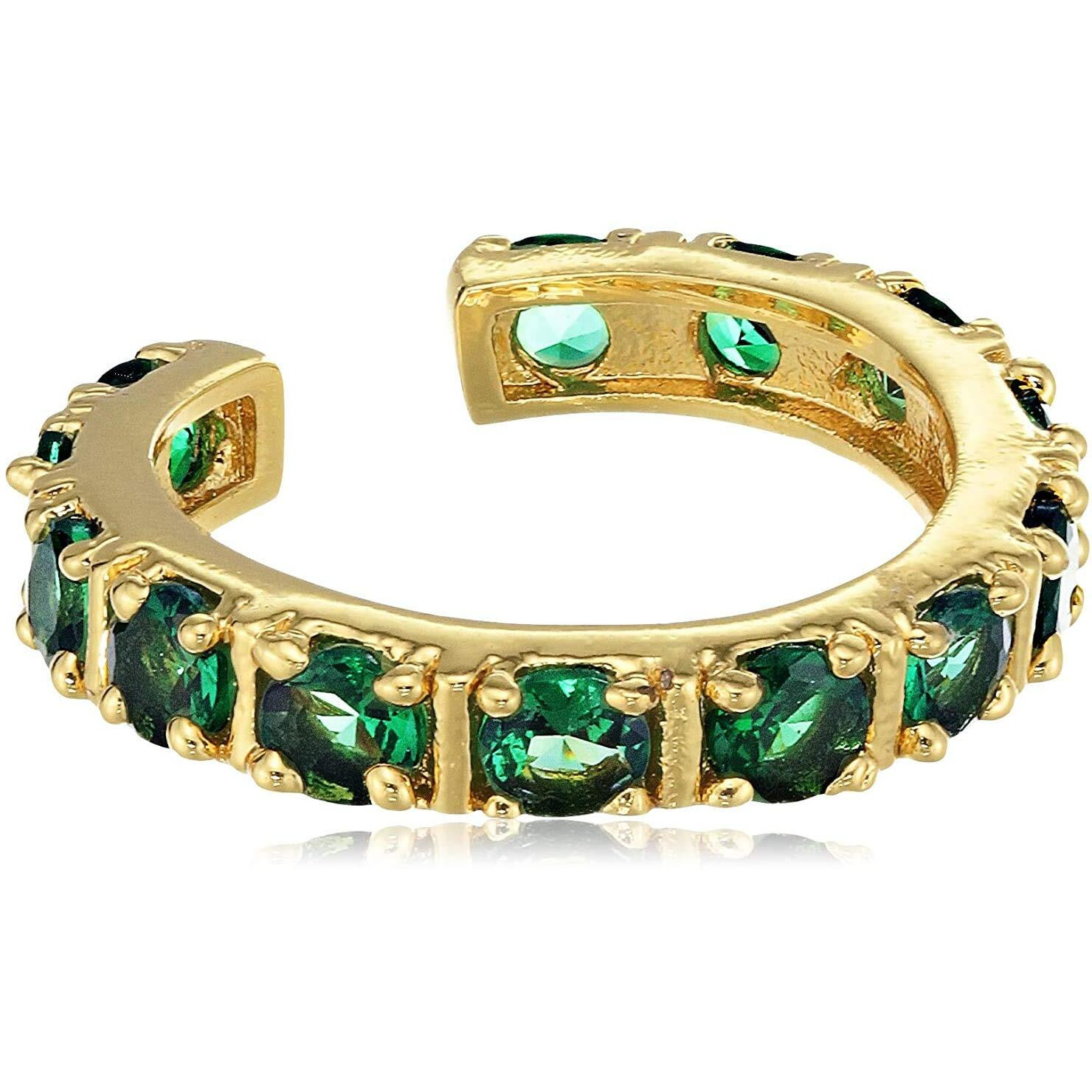 Estele Gold Plated Exquisite Emerald Crystal Pendant Ring Bracelet and Earrings Combo Set for Girls, one size