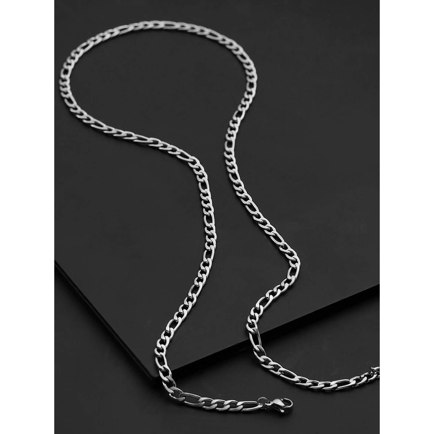 Yellow Chimes Chain for Men and Boys Silver Figaro Neck Chain for Men | Stainless Steel Chains for Men | Birthday Gift for Men and Boys Anniversary Gift for Husband