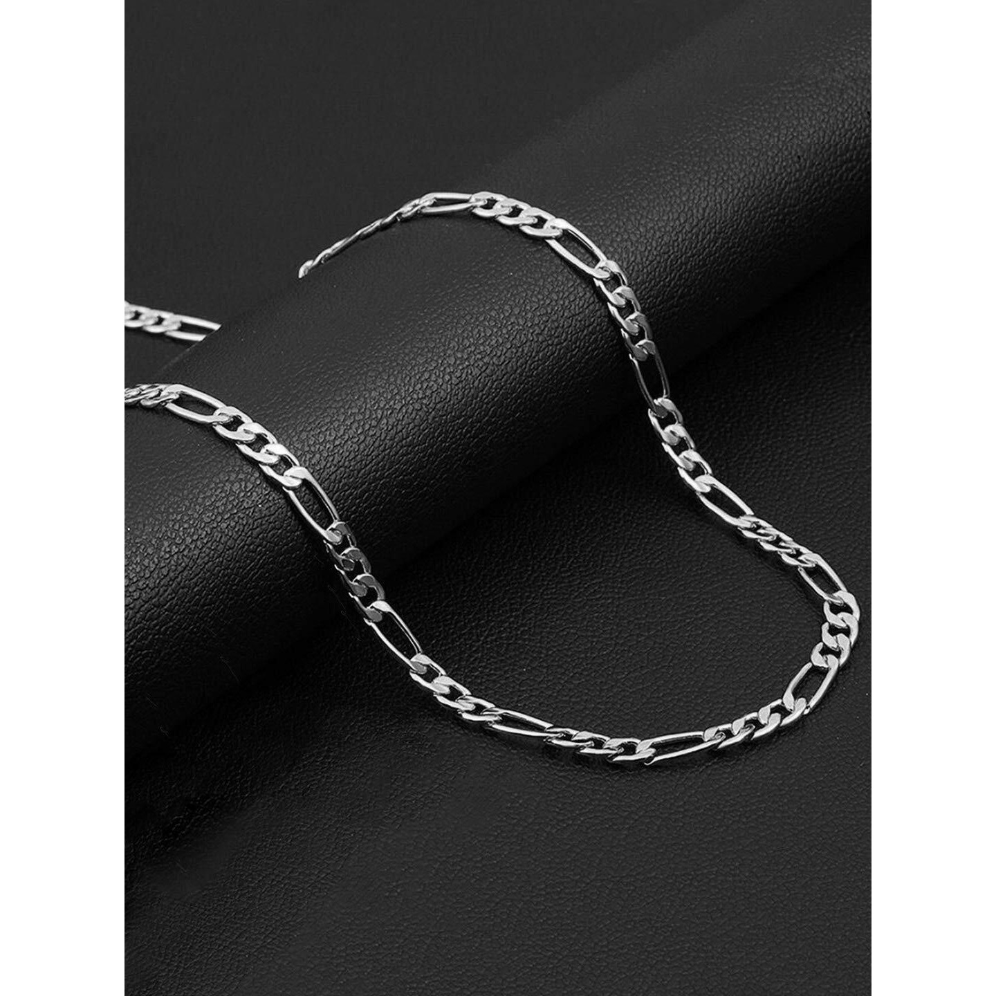 Yellow Chimes Chain for Men and Boys Silver Figaro Neck Chain for Men | Stainless Steel Chains for Men | Birthday Gift for Men and Boys Anniversary Gift for Husband
