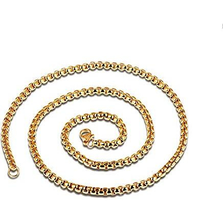 Yellow Chimes Chain for Men and Boys Gold Chain Men Box Neck Chain for Men Gold Plated | Stainless Steel Chains for Men | Birthday Gift for Men & Boys Anniversary Gift for Husband