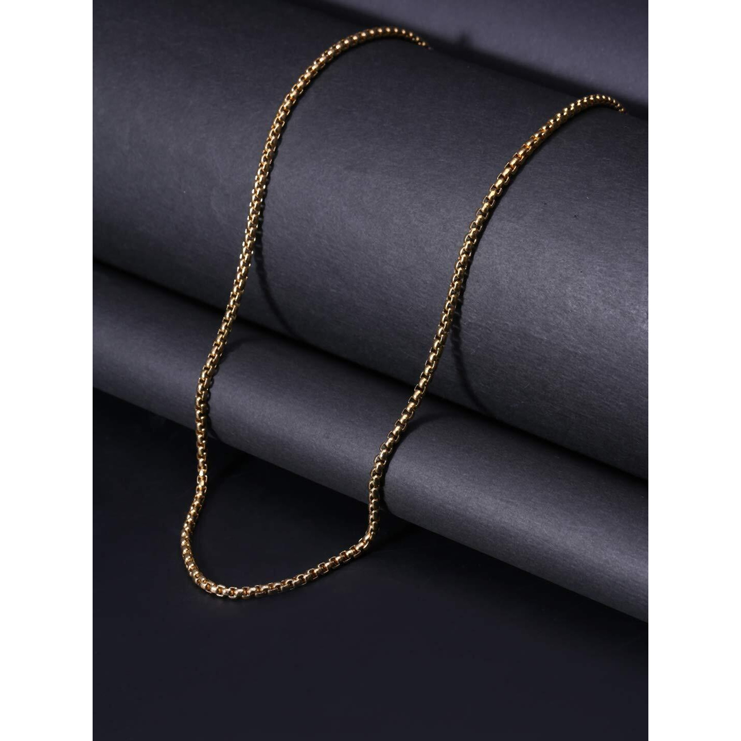 Yellow Chimes Chain for Men and Boys Gold Chain Men Box Neck Chain for Men Gold Plated | Stainless Steel Chains for Men | Birthday Gift for Men & Boys Anniversary Gift for Husband