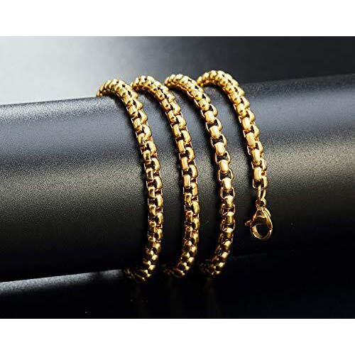 Yellow Chimes Chain for Men and Boys Gold Chain Men Box Neck Chain for Men Gold Plated | Stainless Steel Chains for Men | Birthday Gift for Men & Boys Anniversary Gift for Husband