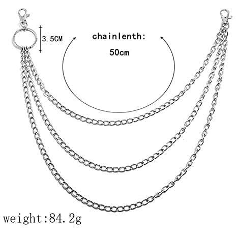Yellow Chimes Jeans Chain for Men Stainless Steel Silver Multi-layer Silver Jeans Chain for Men and Women