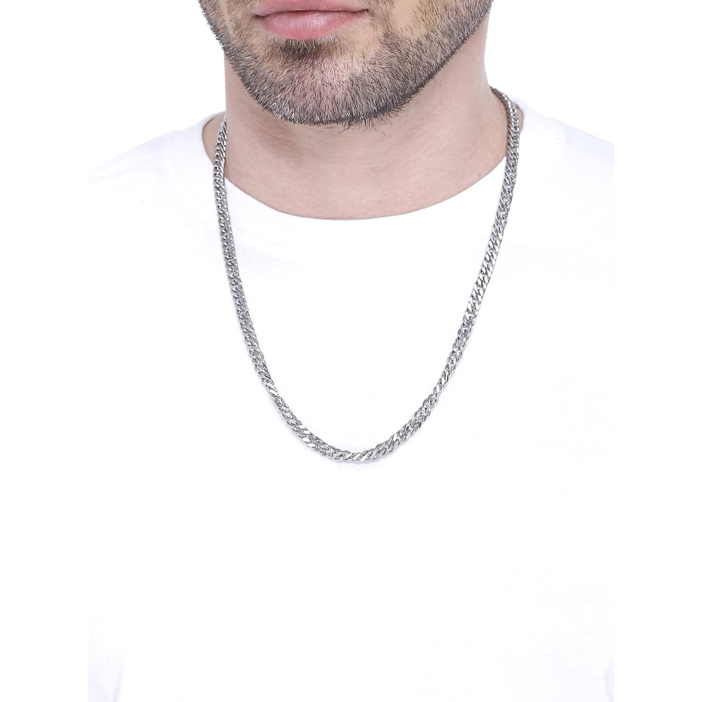 Yellow Chimes Trendy Classic Stainless Steel Curb Chain Silver Necklace, Silver Plated Chain for Men (Silver) (Ycssch-24Curb-Sl)
