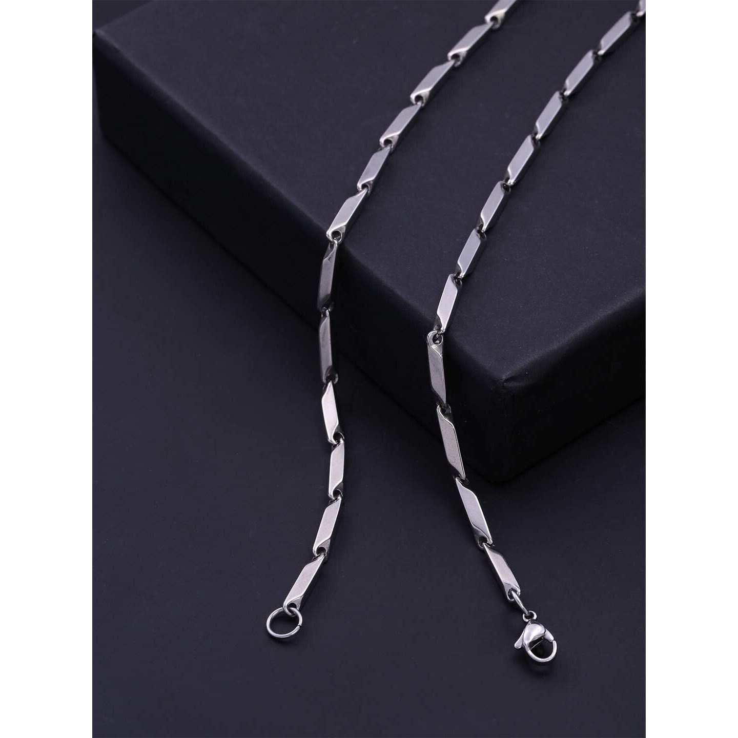 Yellow Chimes Chain for Men and Boys Silver Chain Men Rice Neck Chain for Men | Stainless Steel Chains for Men | Birthday Gift for Men & Boys Anniversary Gift for Husband