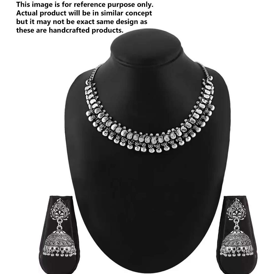 Yellow Chimes Oxidized Silver Jewellery Set for Women